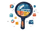 Website Redesign SEO hand drawn magnifying glass