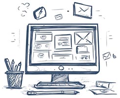 Small Business Website Redesign hand drawn image on a website redesign concept