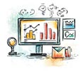 Small Business Website Redesign hand drawn image on a website redesign concept