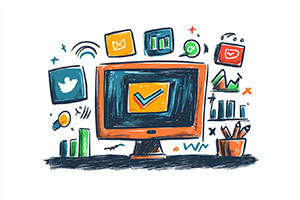 Social Media Marketing Hand drwan image of sopcial media icons