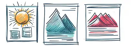 Website image optimisation Hand drawn image of website images