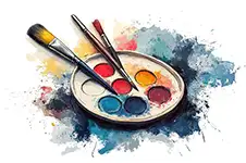 Website image optimisation Hand drawn image of artist palette and brush