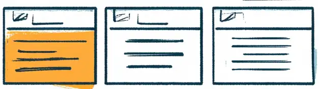 Meta Description Best Practice hand drawn image representing three search listings