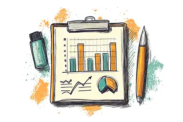 Online Website Marketing Strategy hand drawn image of a performance graph
