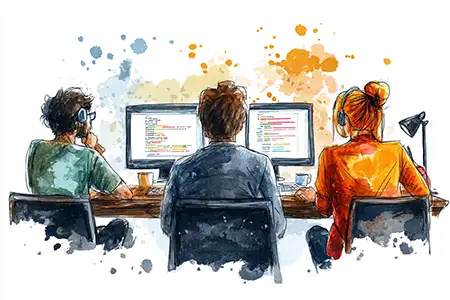 Web design franchise Hand drawn image of franchisees