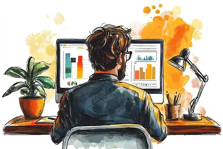 Digital Marketing franchise Hand drawn image of franchisee