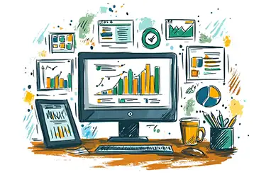 Improve Web Traffic hand drawn icon of a graph on a monitor showing improvement