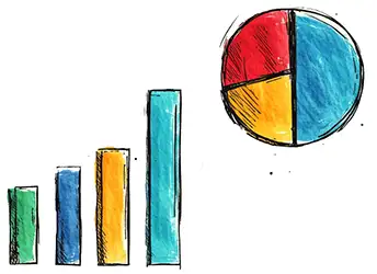 Improve Web Traffic hand drawn icon of graphs