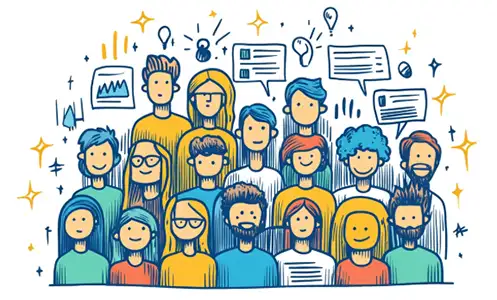 Competitor audiences hand drawn representation of an audience