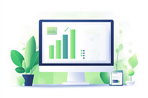 illustration of website with graph